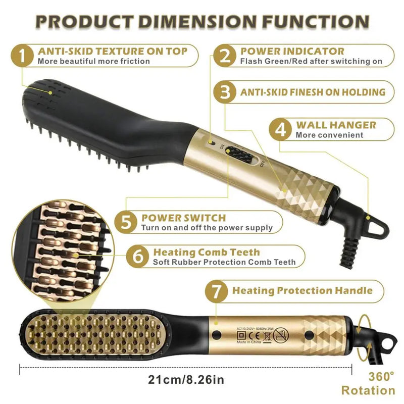 Professional Hair Straightener Comb Brush Beard Hair Straightening Comb Multifunctional Hair Curler Fast Heating Styling Tools