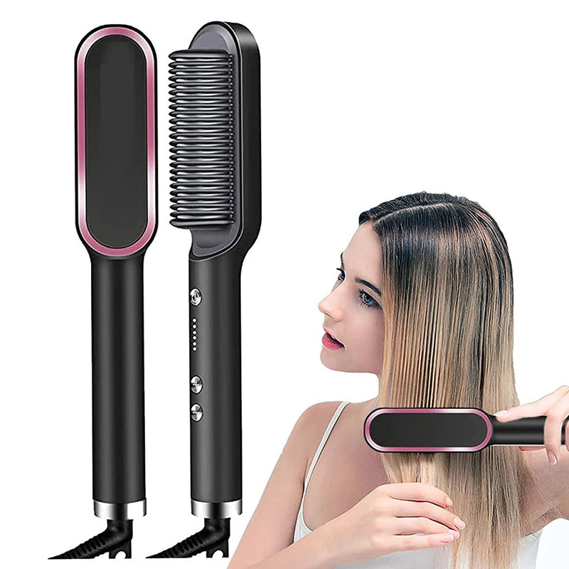 Electric Straighten Hair Brush Professional Curler Straightener Comb Fashion Fast Heating Ceramic Hair Straightener