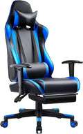 Reclining Gamer Chair Seat Height Adjustment, Swivel Rocker with Headrest and Lumbar (Navy Blue)