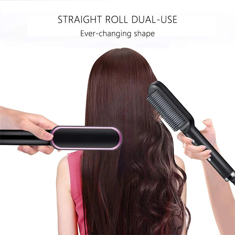 Electric Straighten Hair Brush Professional Curler Straightener Comb Fashion Fast Heating Ceramic Hair Straightener